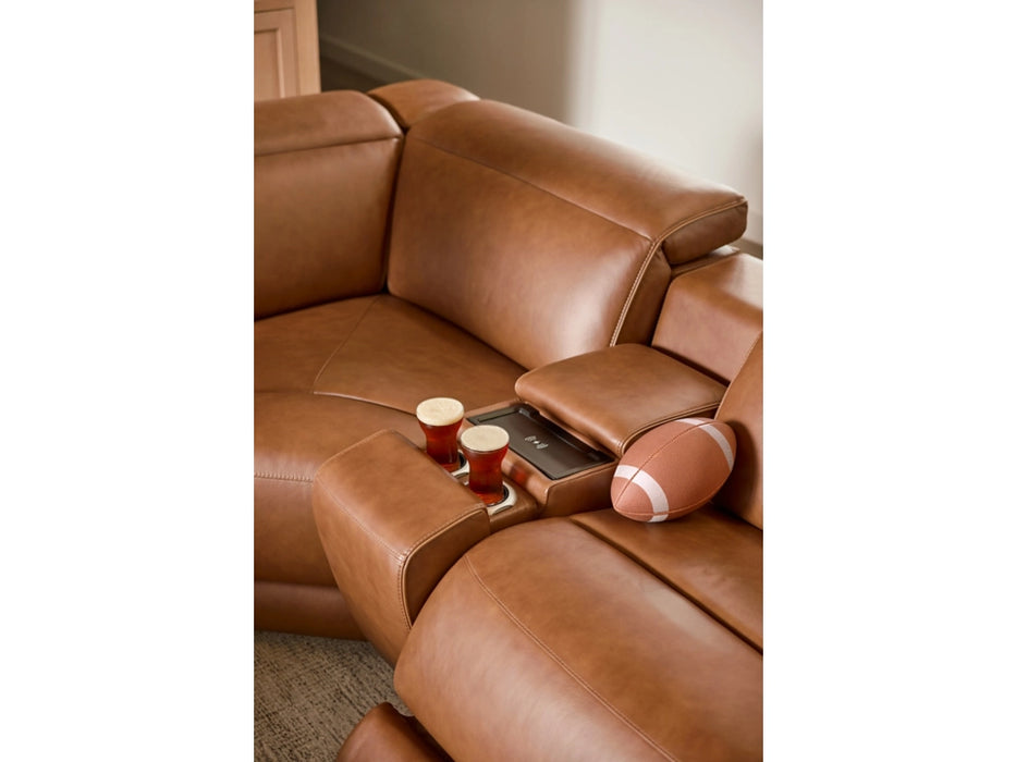 Magic Man 6-Piece Dual Power Leather Reclining Modular Sectional with Console