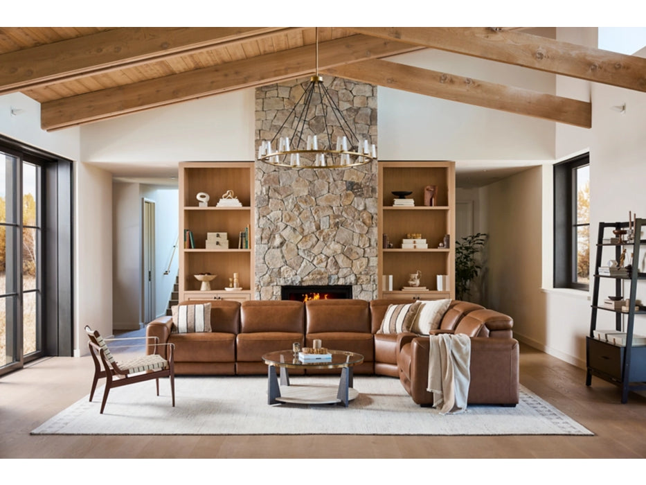 Magic Man 6-Piece Dual Power Leather Reclining Modular Sectional with Console