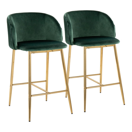 Fran Pleated Fixed-Height Counter Stool - Set of 2 image