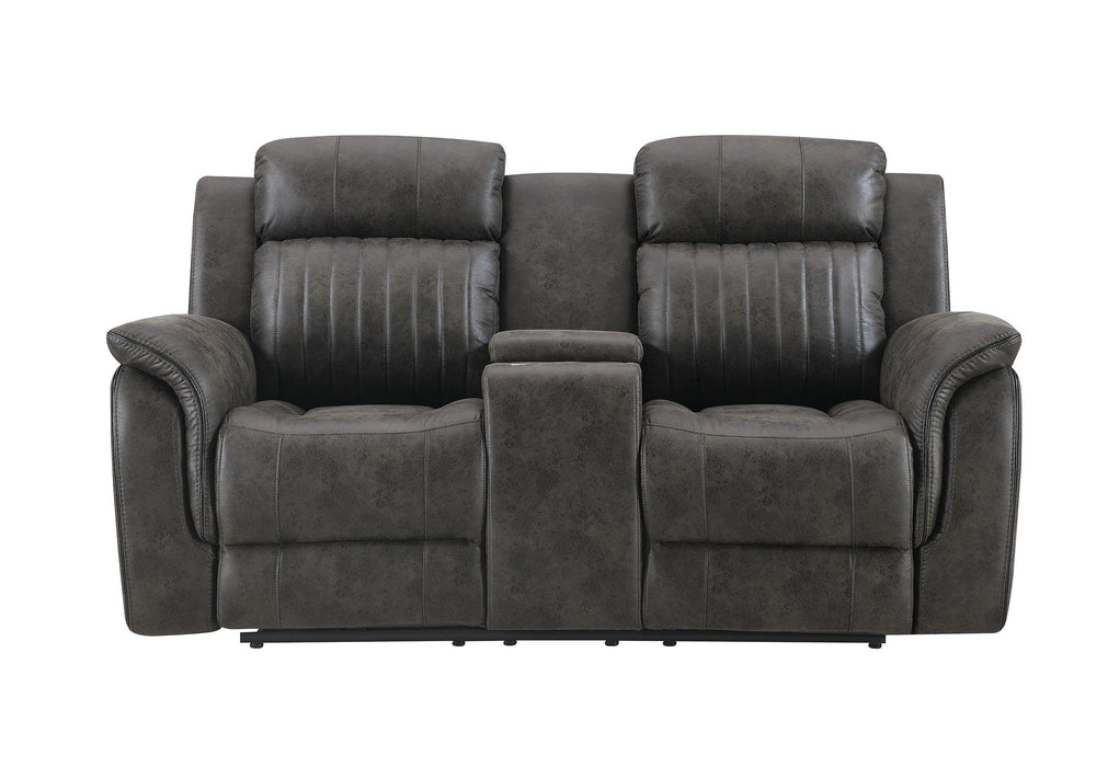 U8517 Grey Console Reclining Loveseat