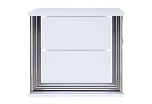 Ylime Smooth White Nightstand with LED