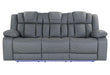 U7068 Grey 10 Power Reclining Sofa with Ddt, Wc and LED