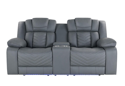 U7068 Grey 10 Power Console Reclining Loveseat with LED