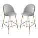 Lilly Set of (2) Bar Height Chairs in Grey Velvet w/ Brushed Gold Metal Legs by Diamond Sofa image