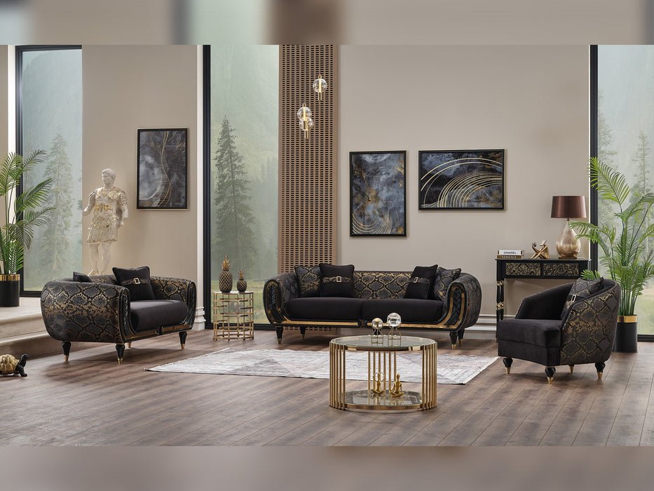 Lima 3-pieces (Sofa & Loveseat & Chair) Livingroom Set Black