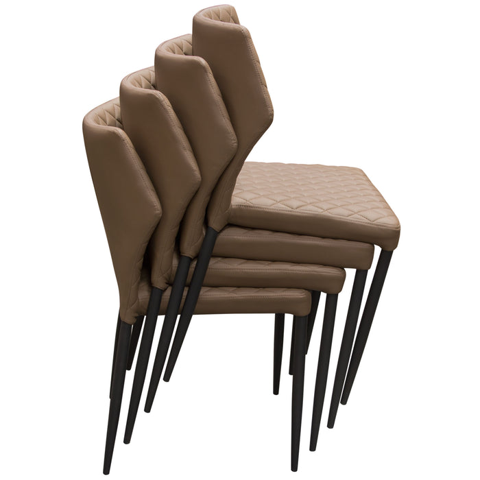 Milo 4-Pack Dining Chairs in Coffee Diamond Tufted Leatherette with Black Powder Coat Legs by Diamond Sofa