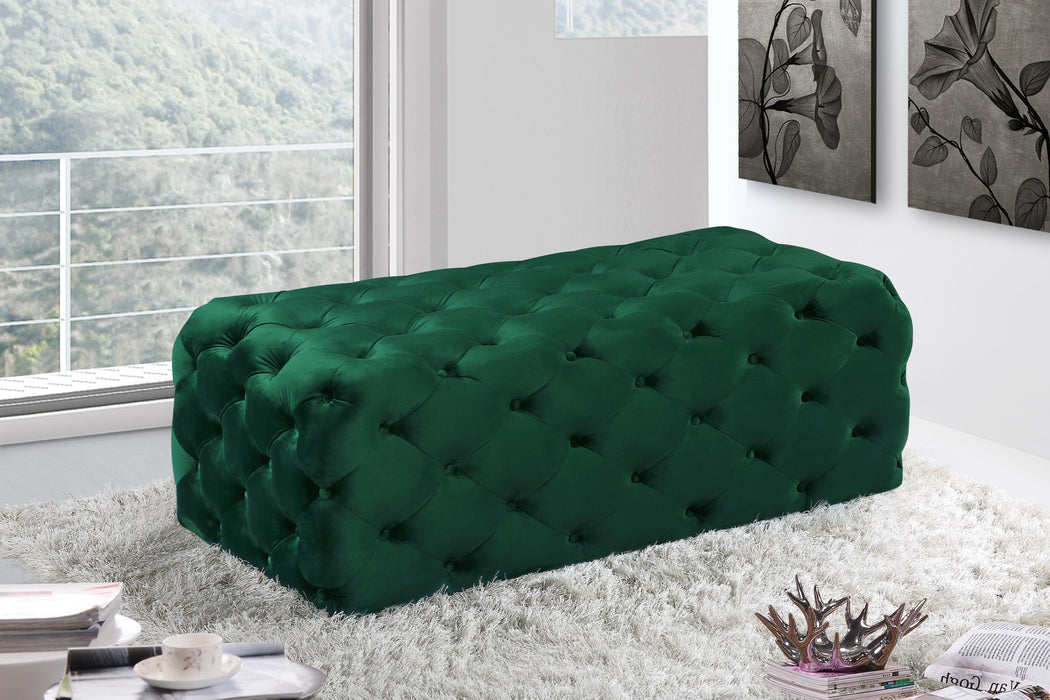 Casey Green Velvet Ottoman/Bench