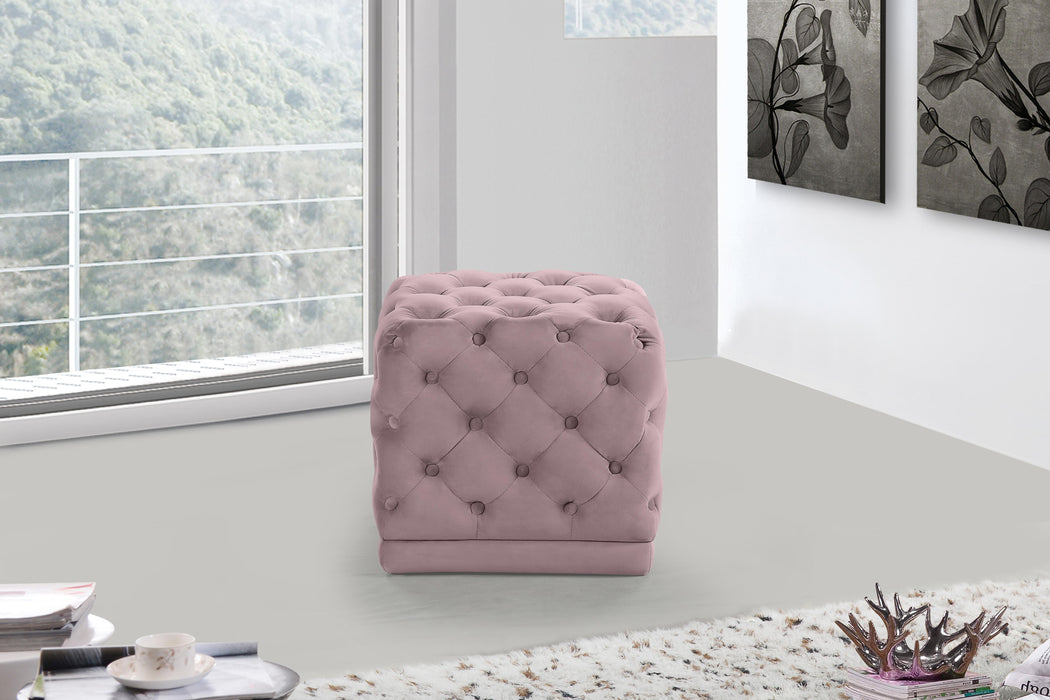 Stella Pink Velvet Ottoman/Stool