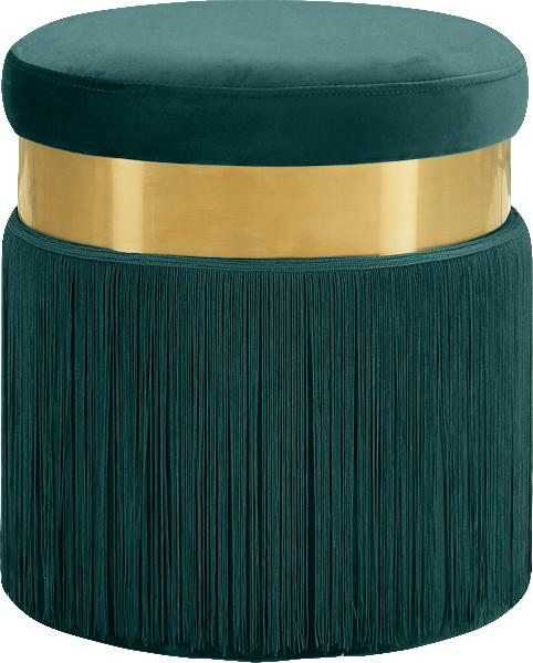 Yasmine Green Velvet Ottoman/Stool image