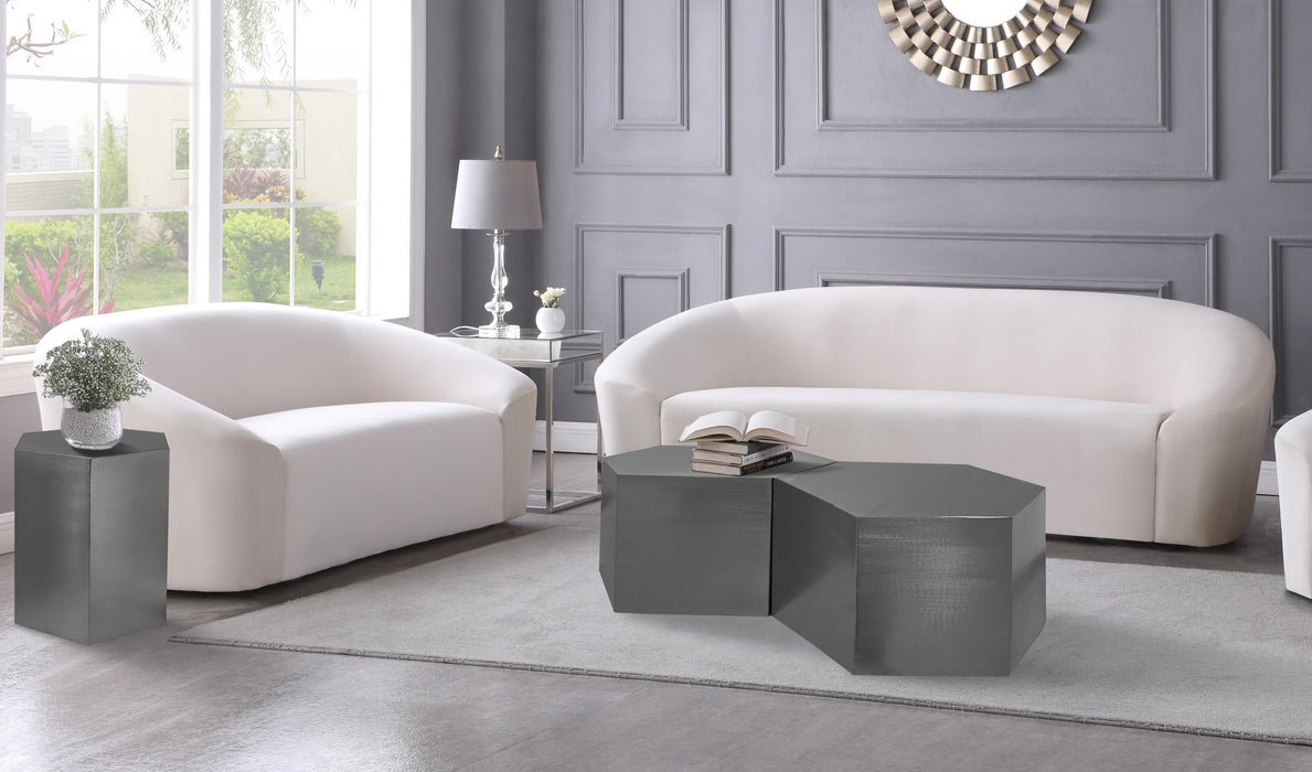 Hexagon Brushed Chrome End Table - Home And Beyond