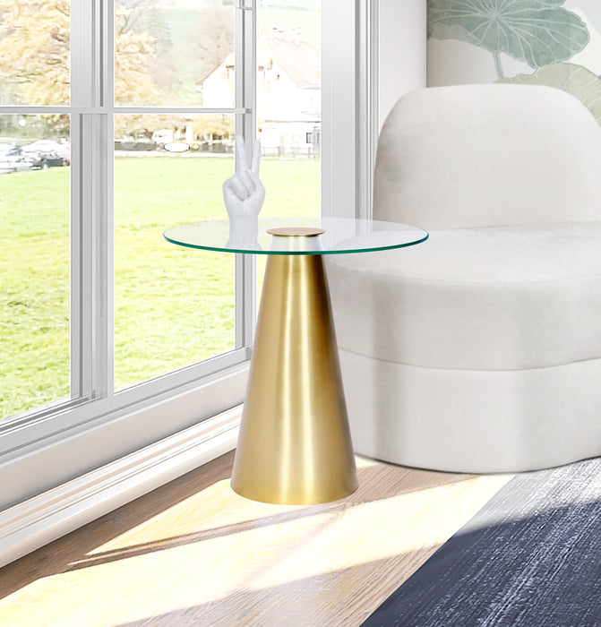 Glassimo Brushed Gold End Table - Home And Beyond