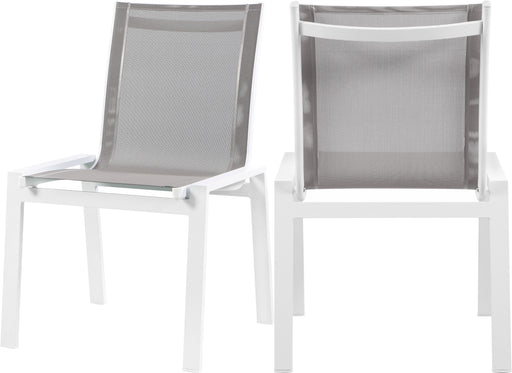 Nizuc Grey Mesh Waterproof Fabric Outdoor Patio Aluminum Mesh Dining Chair image