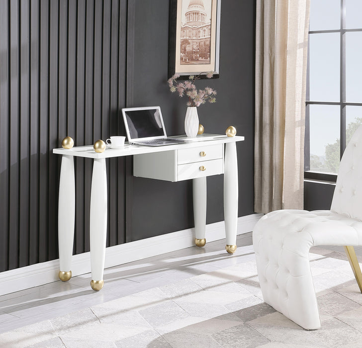 Etro White / Gold Desk/Console - Home And Beyond