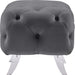 Crescent Grey Velvet Ottoman - Home And Beyond