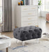 Crescent Grey Velvet Ottoman - Home And Beyond