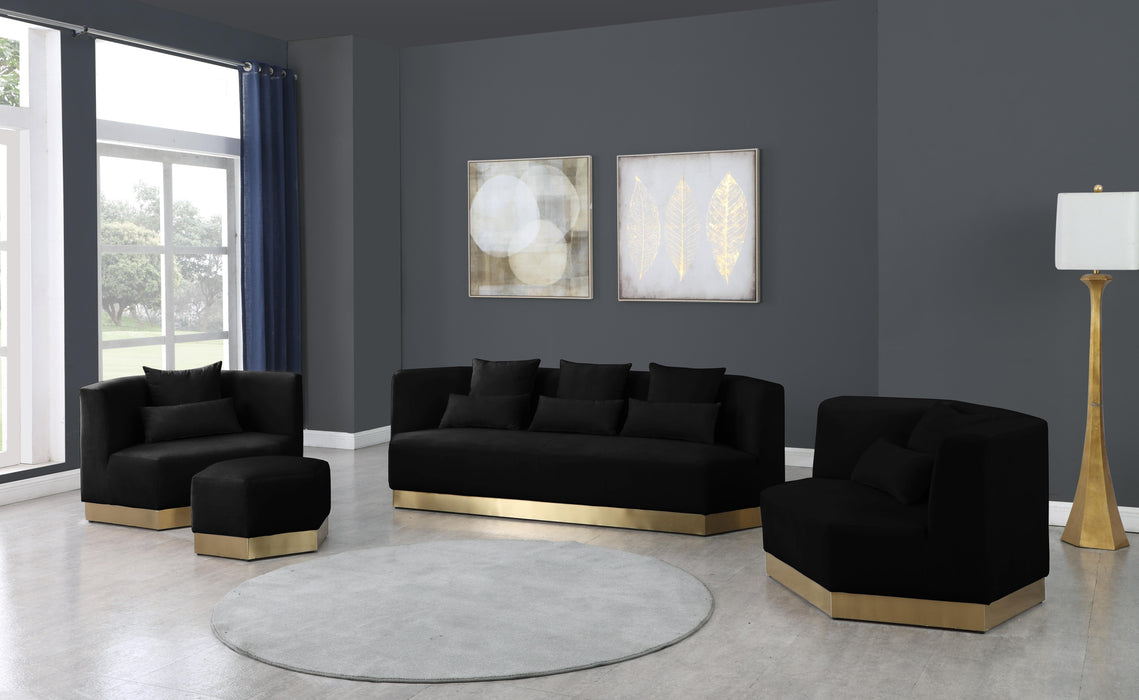 Marquis Black Velvet Sofa - Home And Beyond