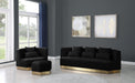 Marquis Black Velvet Ottoman - Home And Beyond