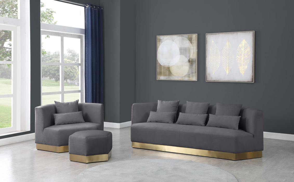 Marquis Grey Velvet Sofa - Home And Beyond