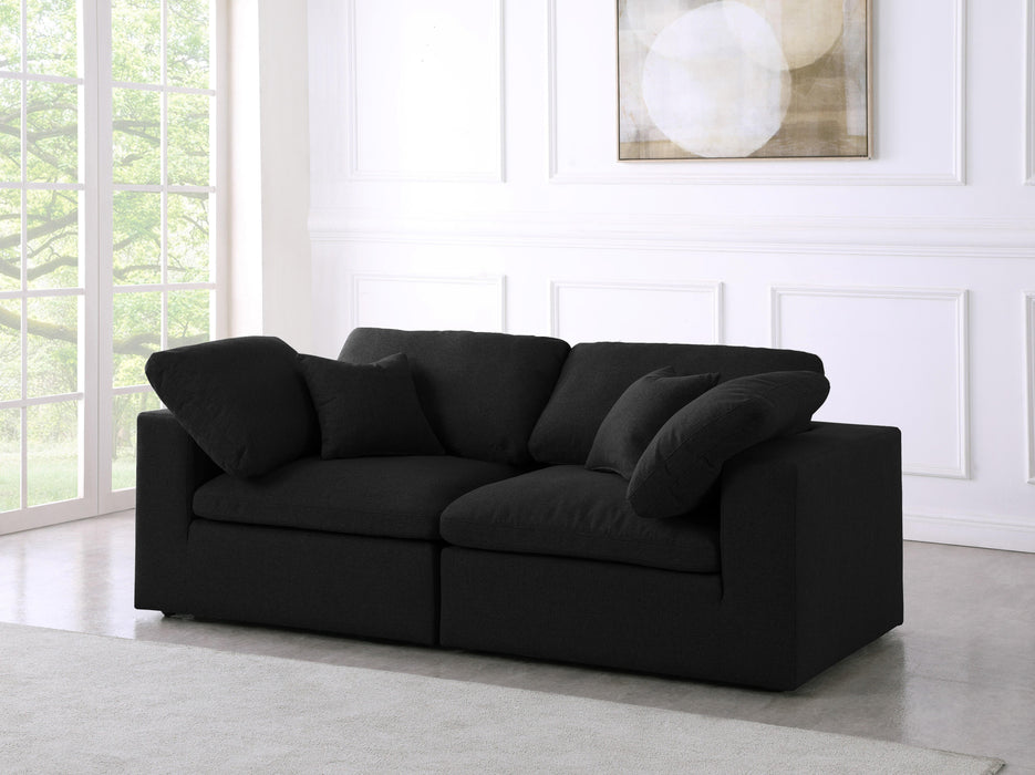 Serene Black Linen Fabric Deluxe Cloud Modular Sofa