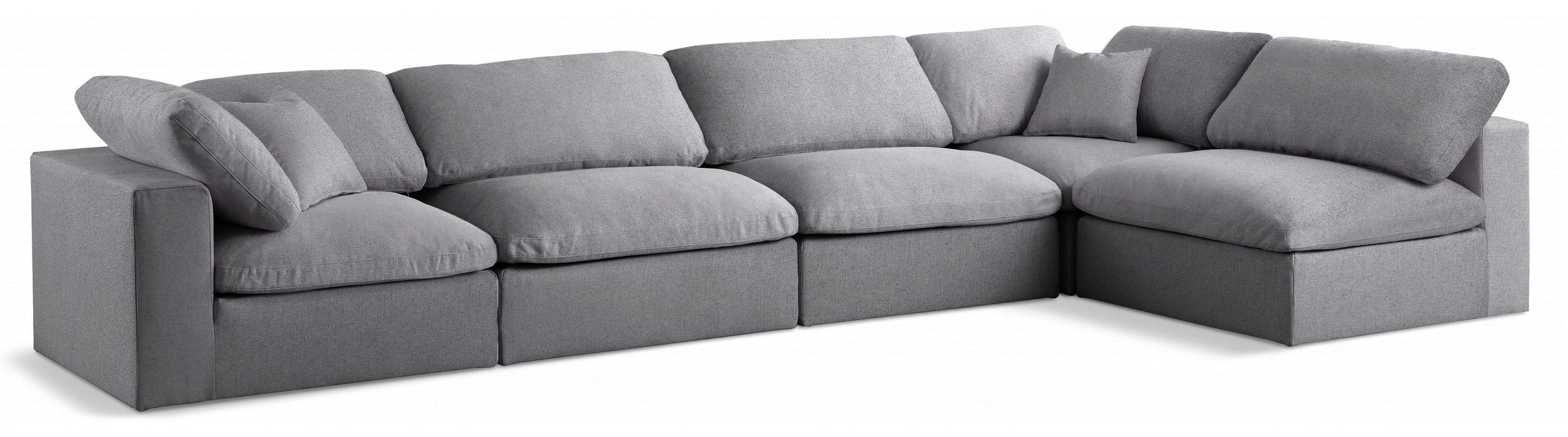 Serene Grey Linen Fabric Deluxe Cloud Modular Sectional