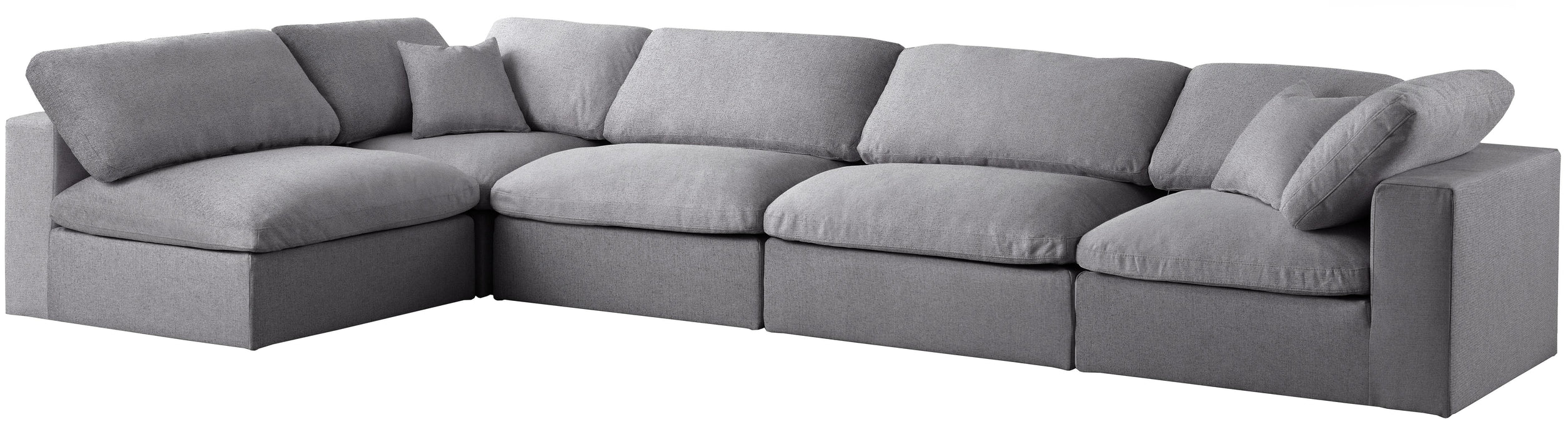 Serene Grey Linen Fabric Deluxe Cloud Modular Sectional