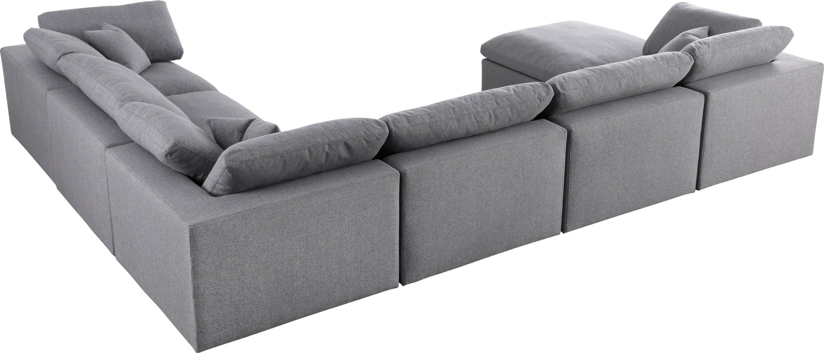 Serene Grey Linen Fabric Deluxe Cloud Modular Sectional