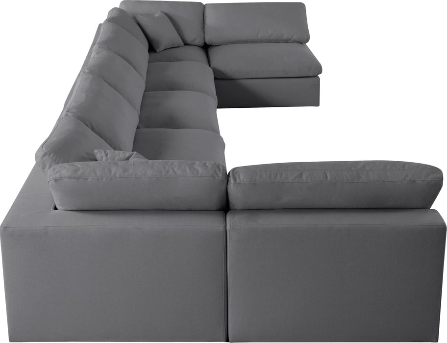 Serene Grey Linen Fabric Deluxe Cloud Modular Sectional