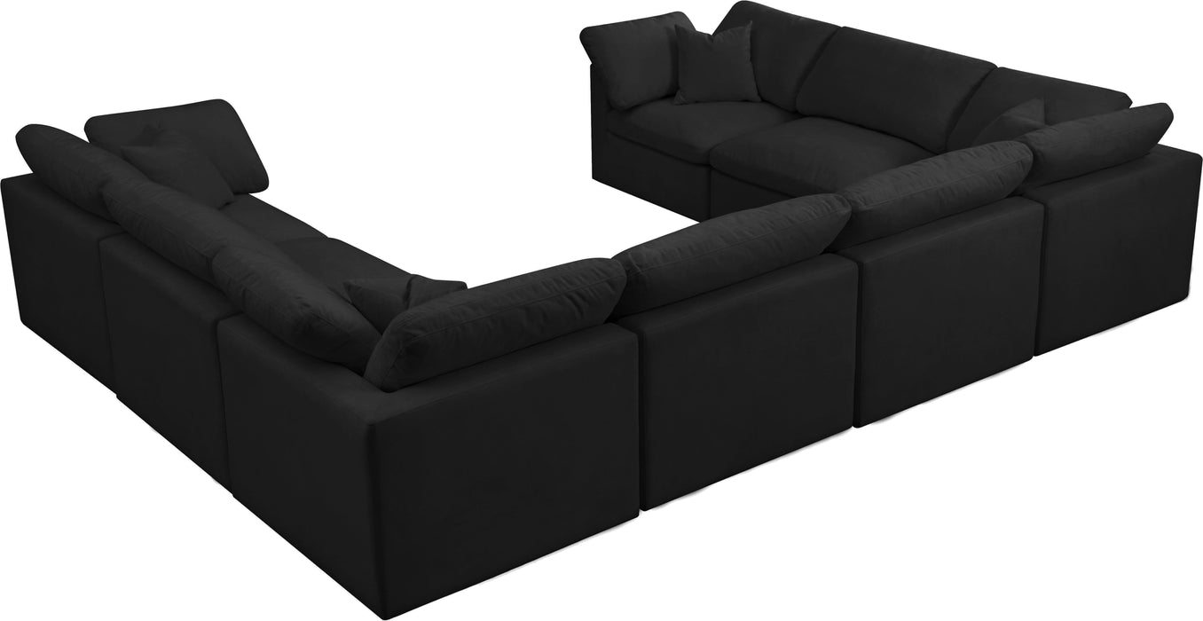 Plush Black Velvet Standard Cloud Modular Sectional