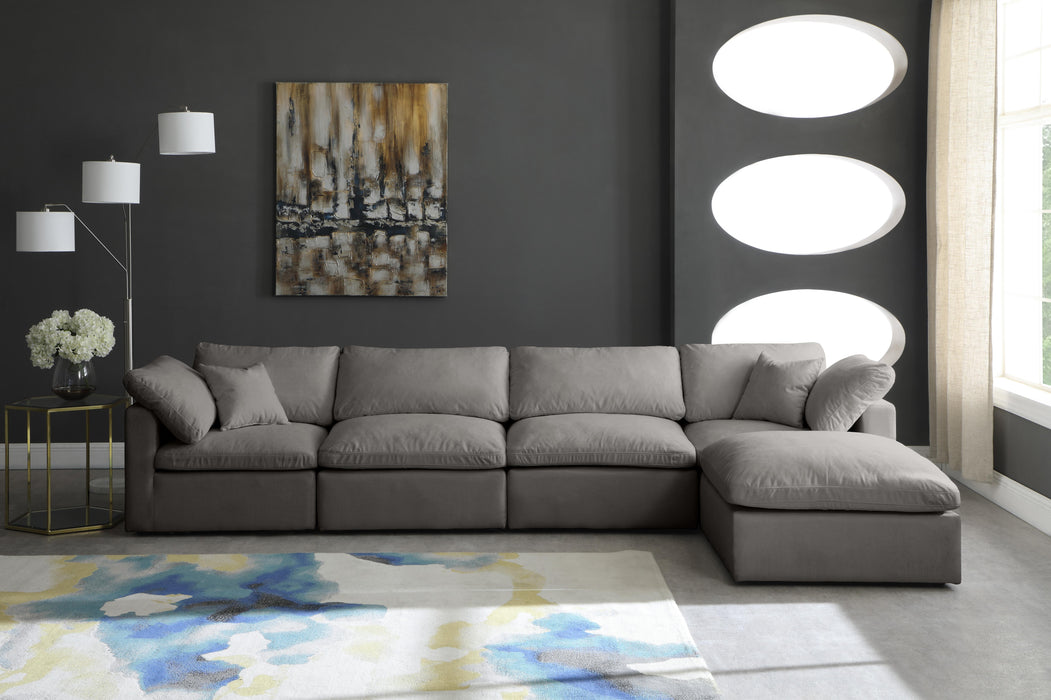 Plush Grey Velvet Standard Cloud Modular Sectional