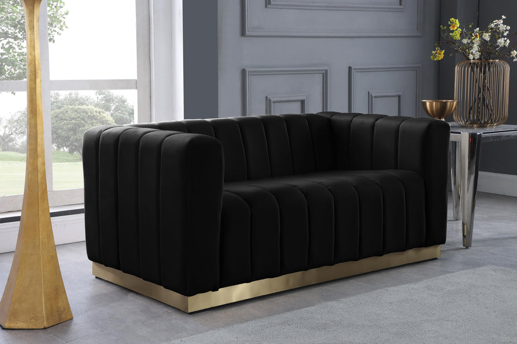 Marlon Black Velvet Loveseat