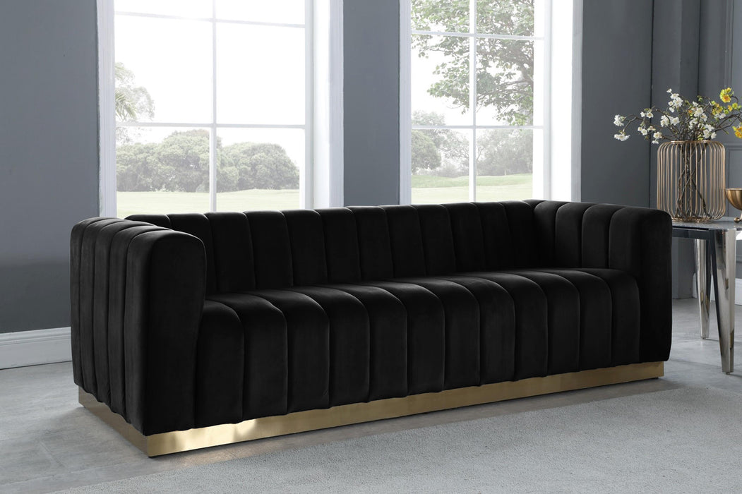 Marlon Black Velvet Sofa