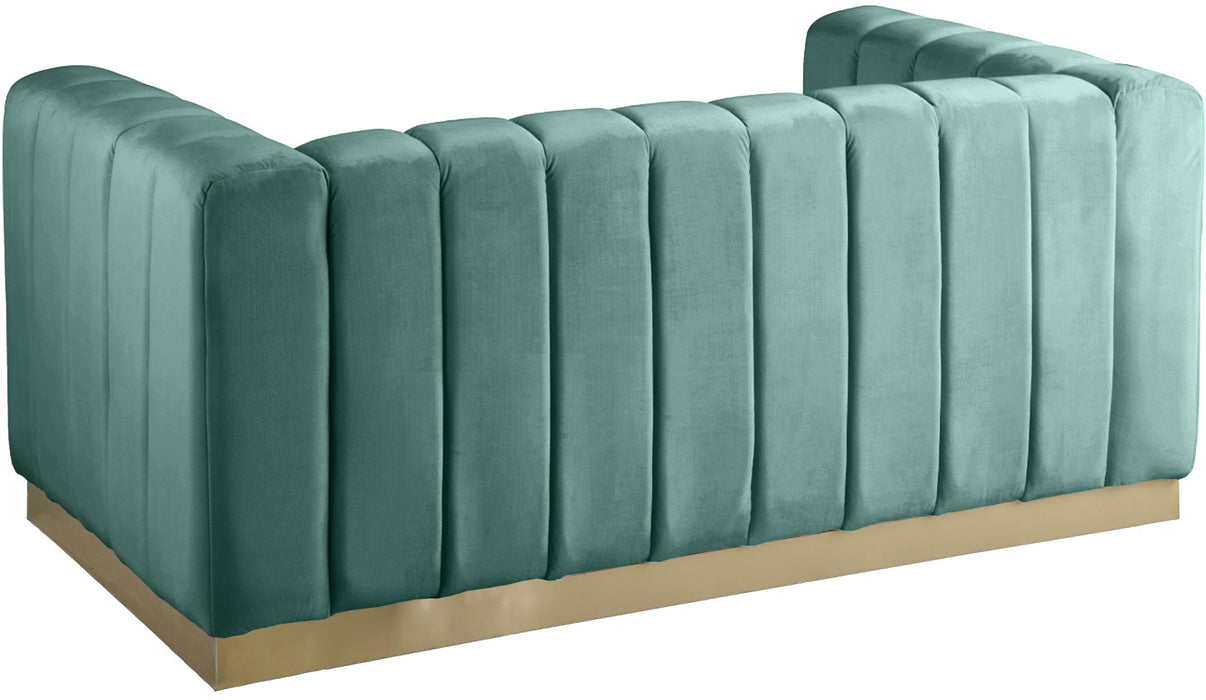 Marlon Mint Velvet Loveseat