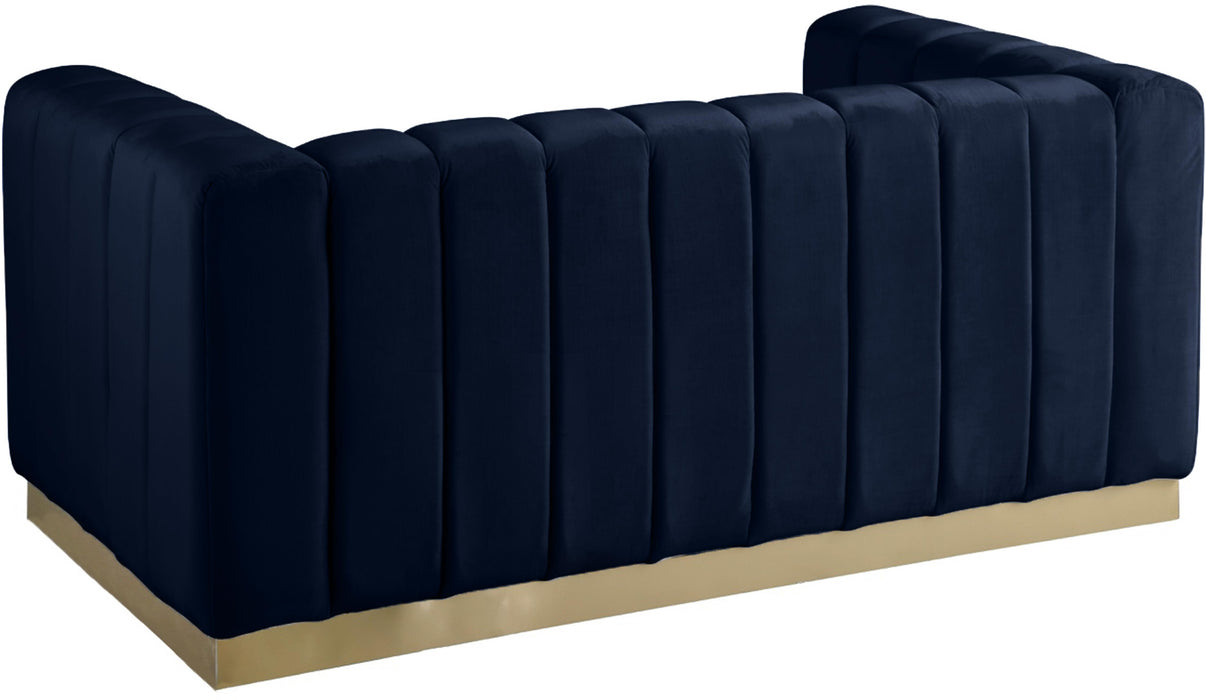 Marlon Navy Velvet Loveseat