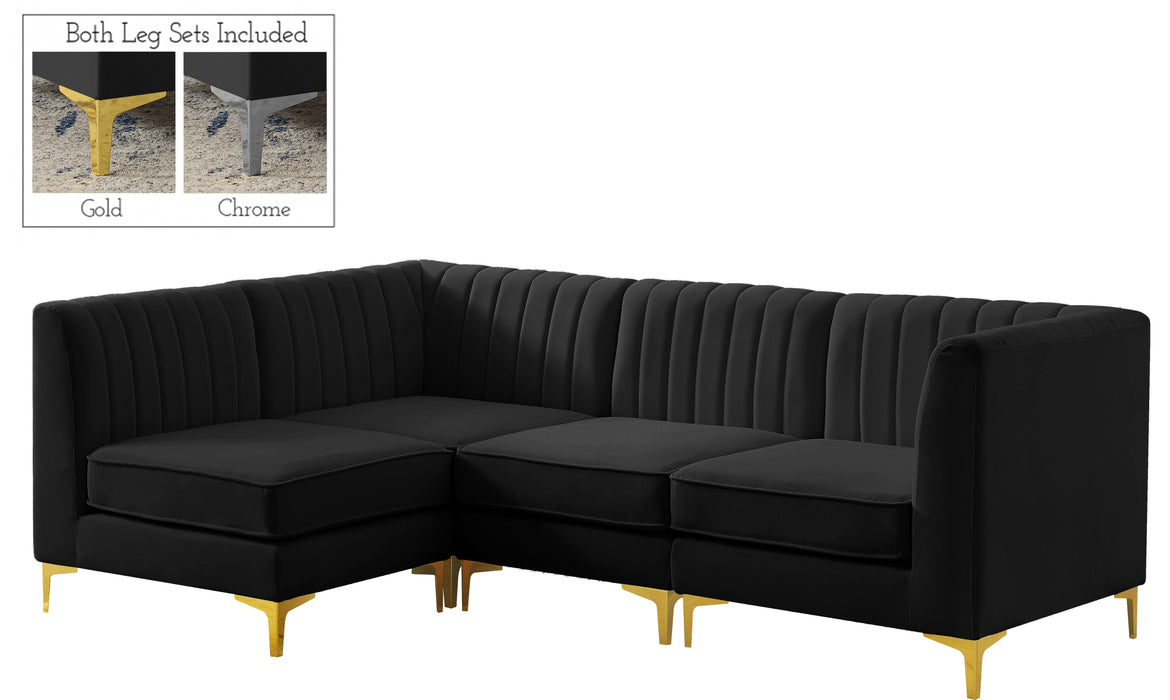 Alina Black Velvet Modular Sectional