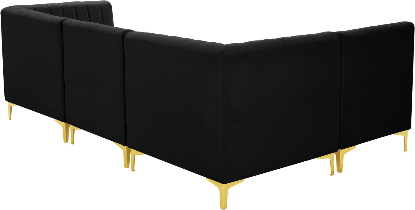 Alina Black Velvet Modular Sectional