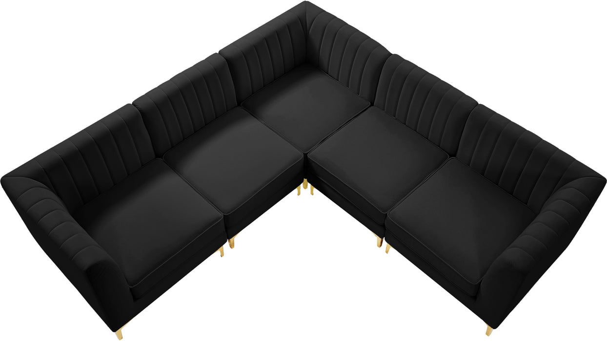 Alina Black Velvet Modular Sectional