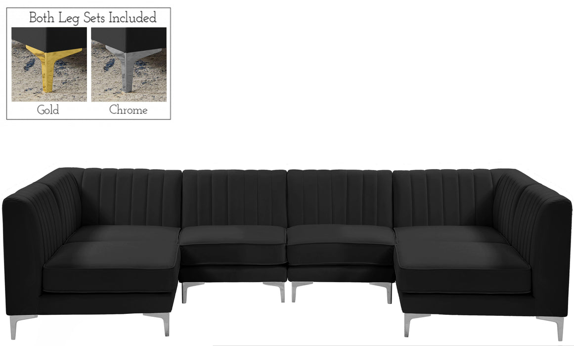 Alina Black Velvet Modular Sectional