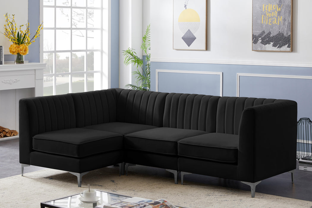 Alina Black Velvet Modular Sectional