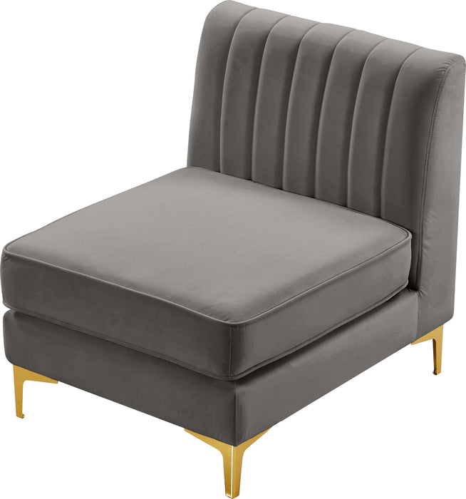 Alina Grey Velvet Armless Chair