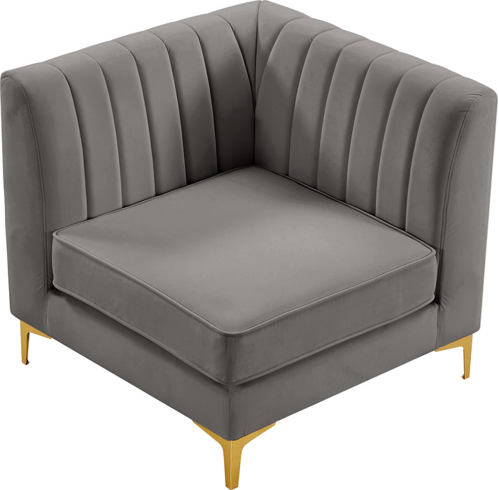 Alina Grey Velvet Corner Chair