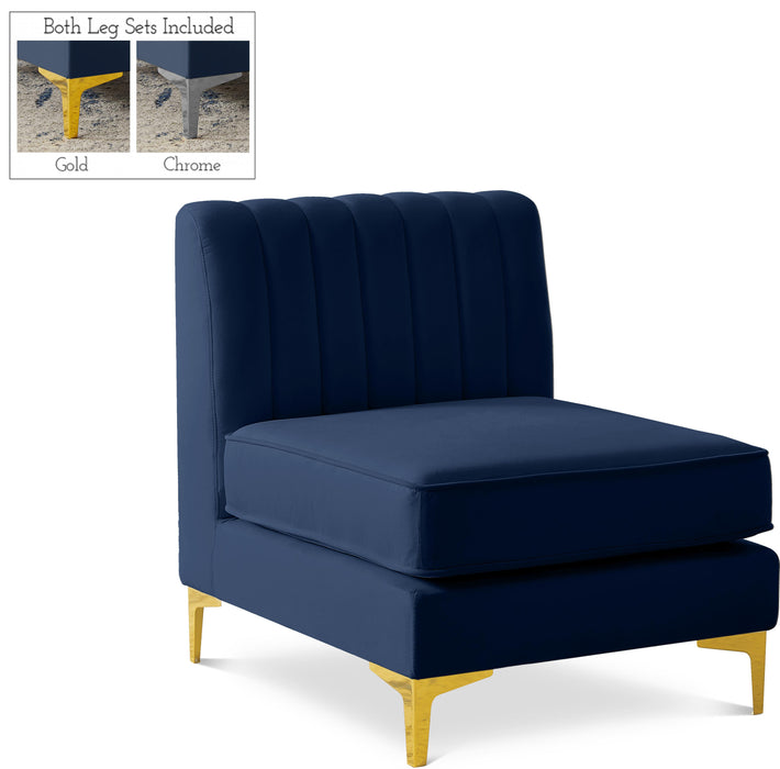 Alina Navy Velvet Armless Chair image