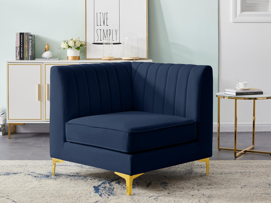 Alina Navy Velvet Corner Chair