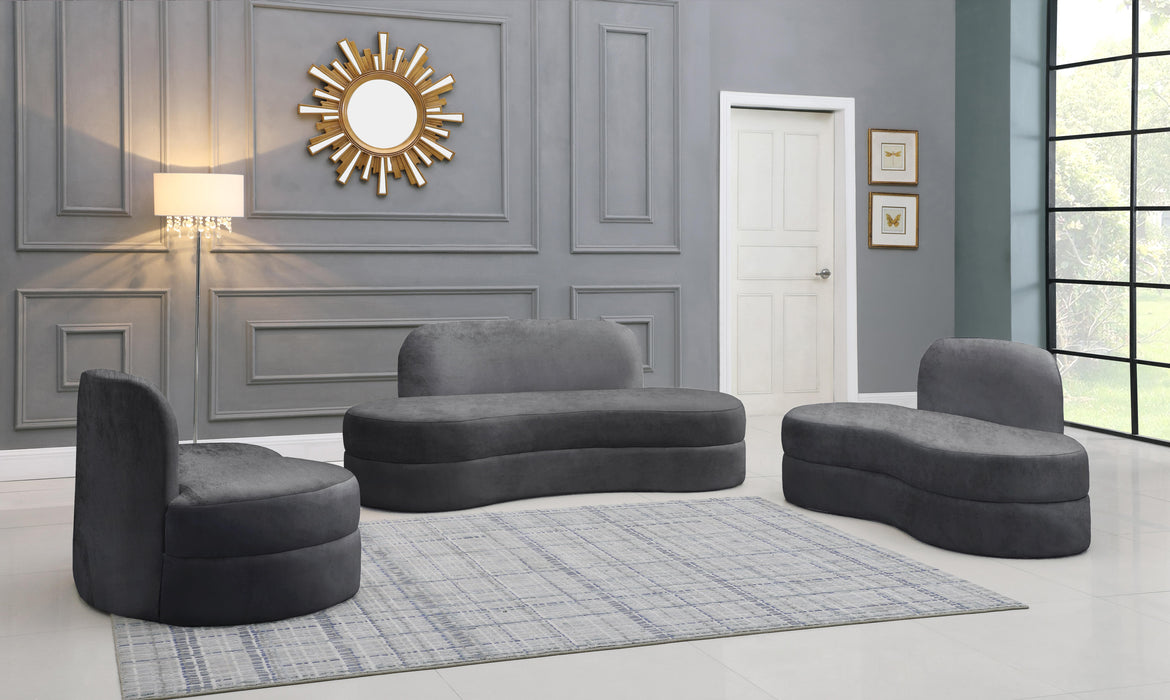Mitzy Grey Velvet Sofa - Home And Beyond