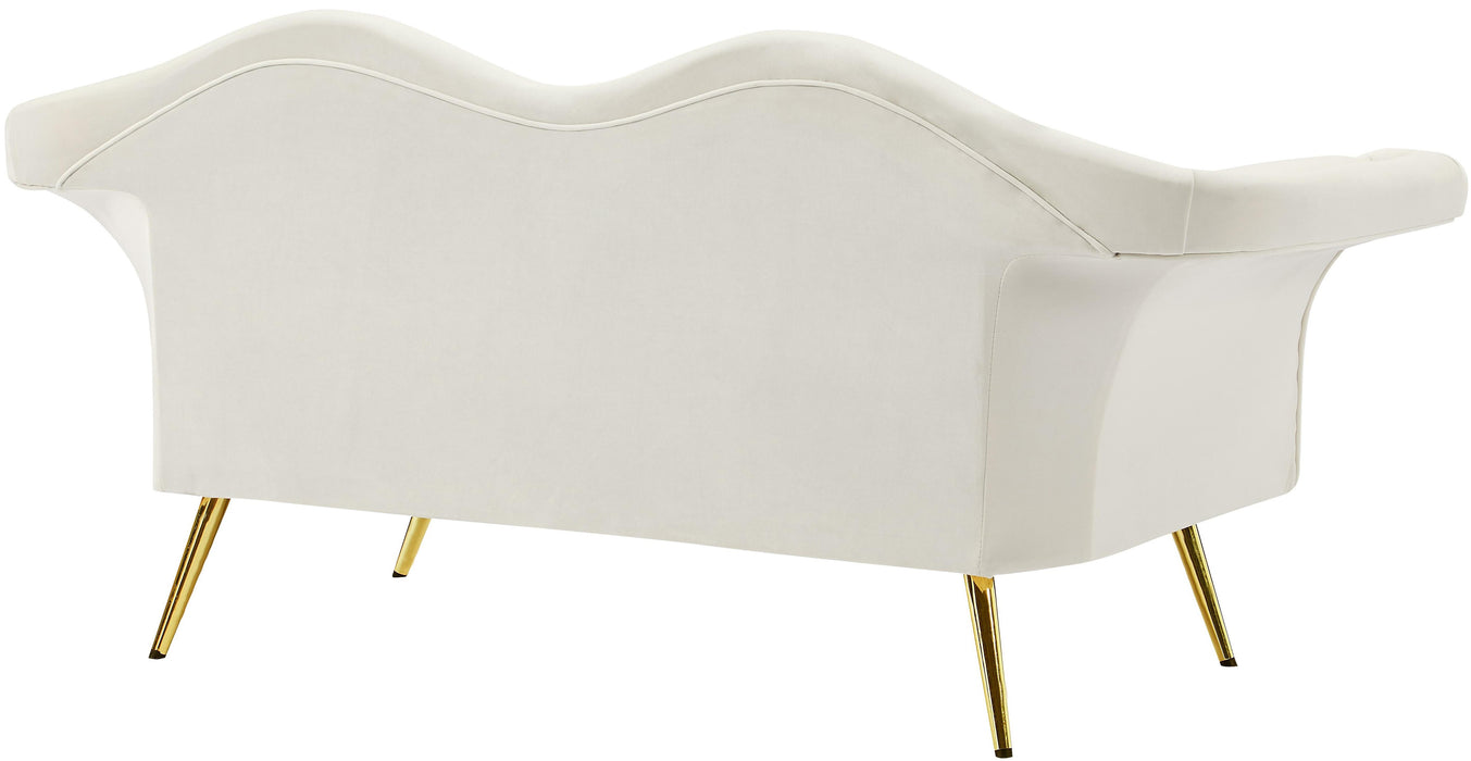 Lips Cream Velvet Loveseat