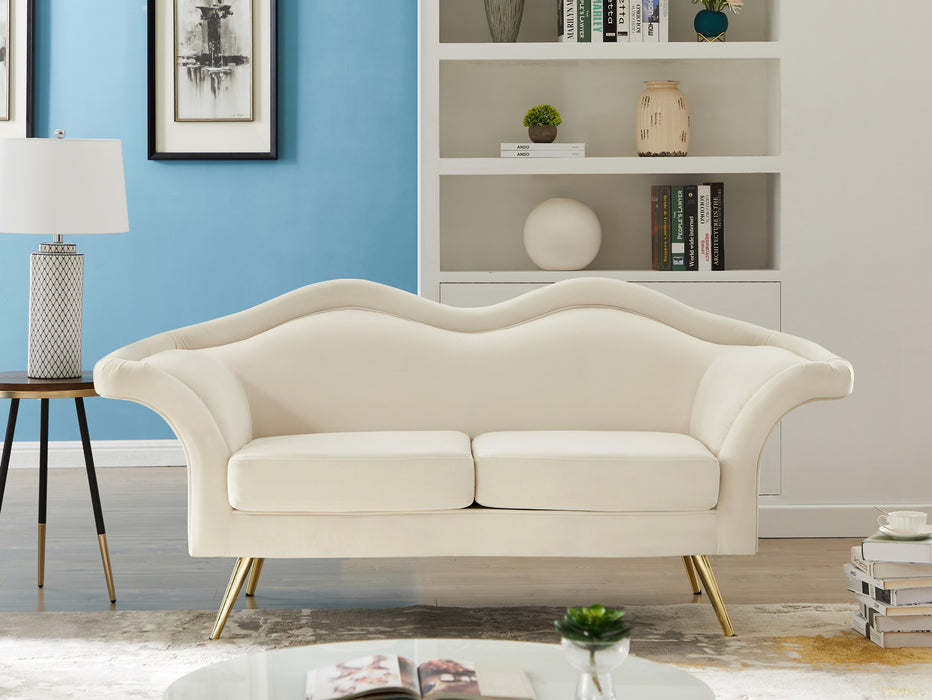 Lips Cream Velvet Loveseat