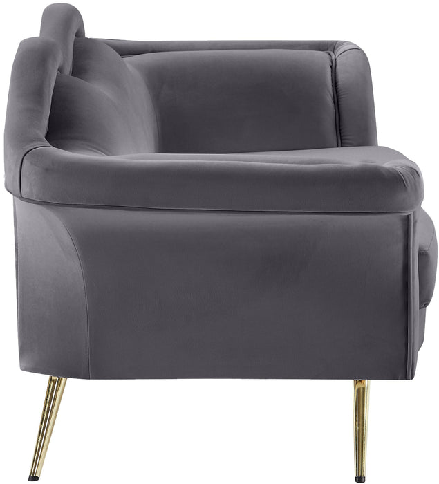 Lips Grey Velvet Loveseat