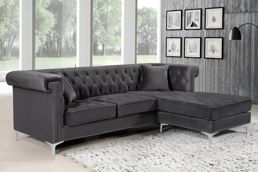 Damian Grey Velvet 2pc. Reversible Sectional