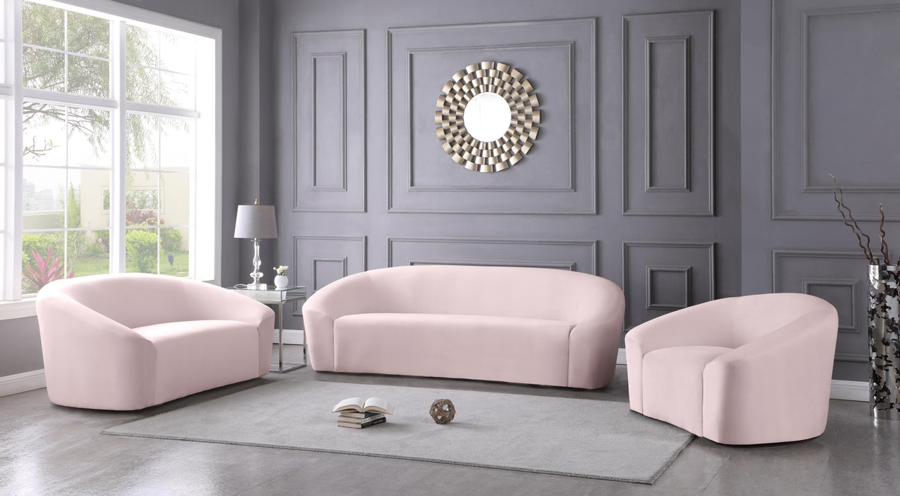 Riley Pink Velvet Loveseat - Home And Beyond