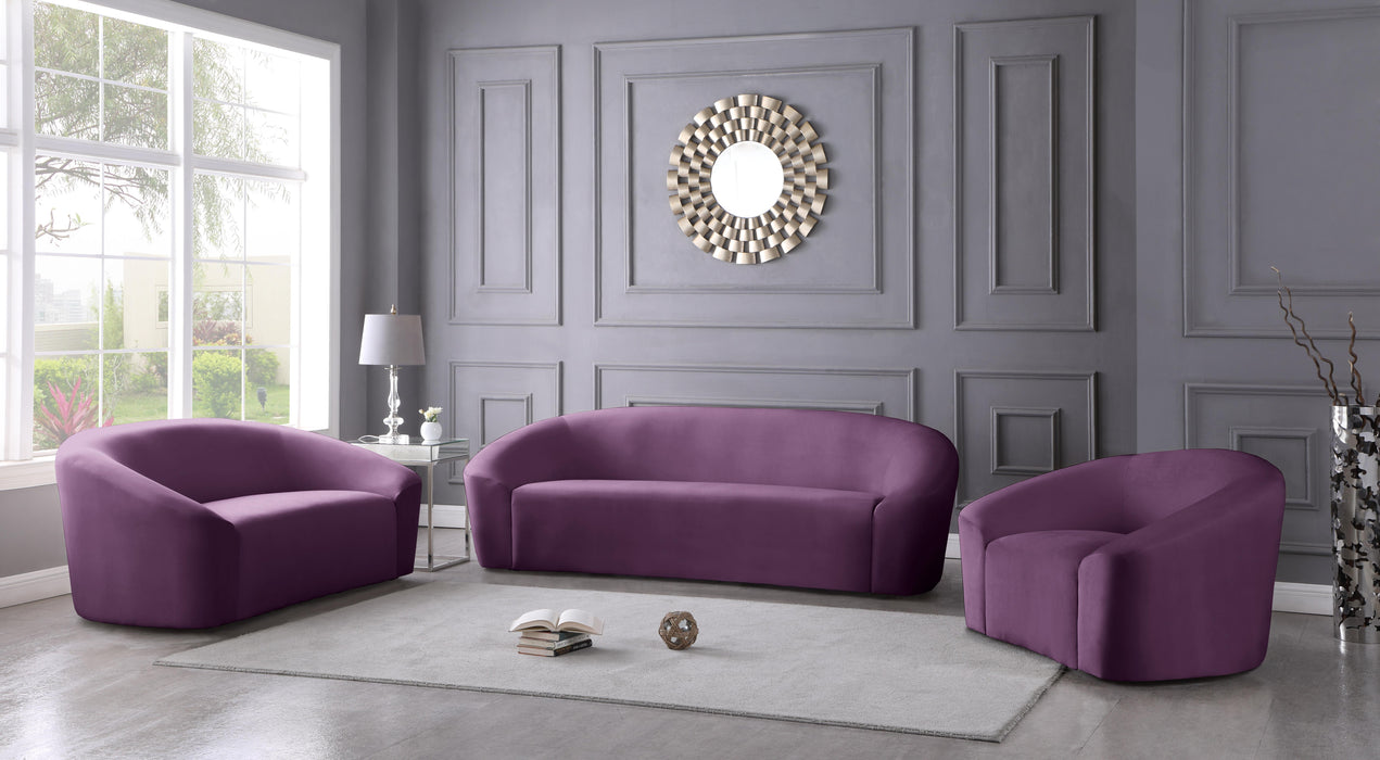 Riley Purple Velvet Loveseat - Home And Beyond