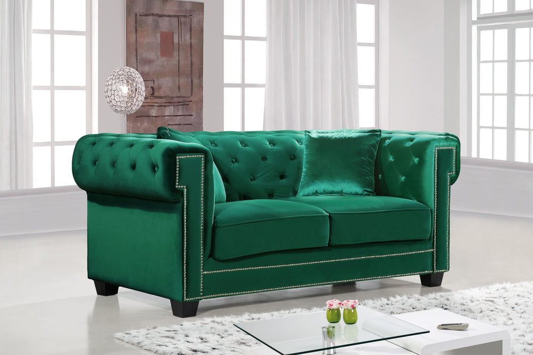 Bowery Green Velvet Loveseat